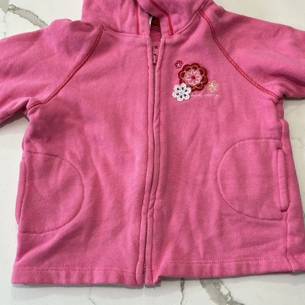 Old Navy Girls Pink Hoodie Sweatshirt Jacket Flowers Embroidery Size 18-24M